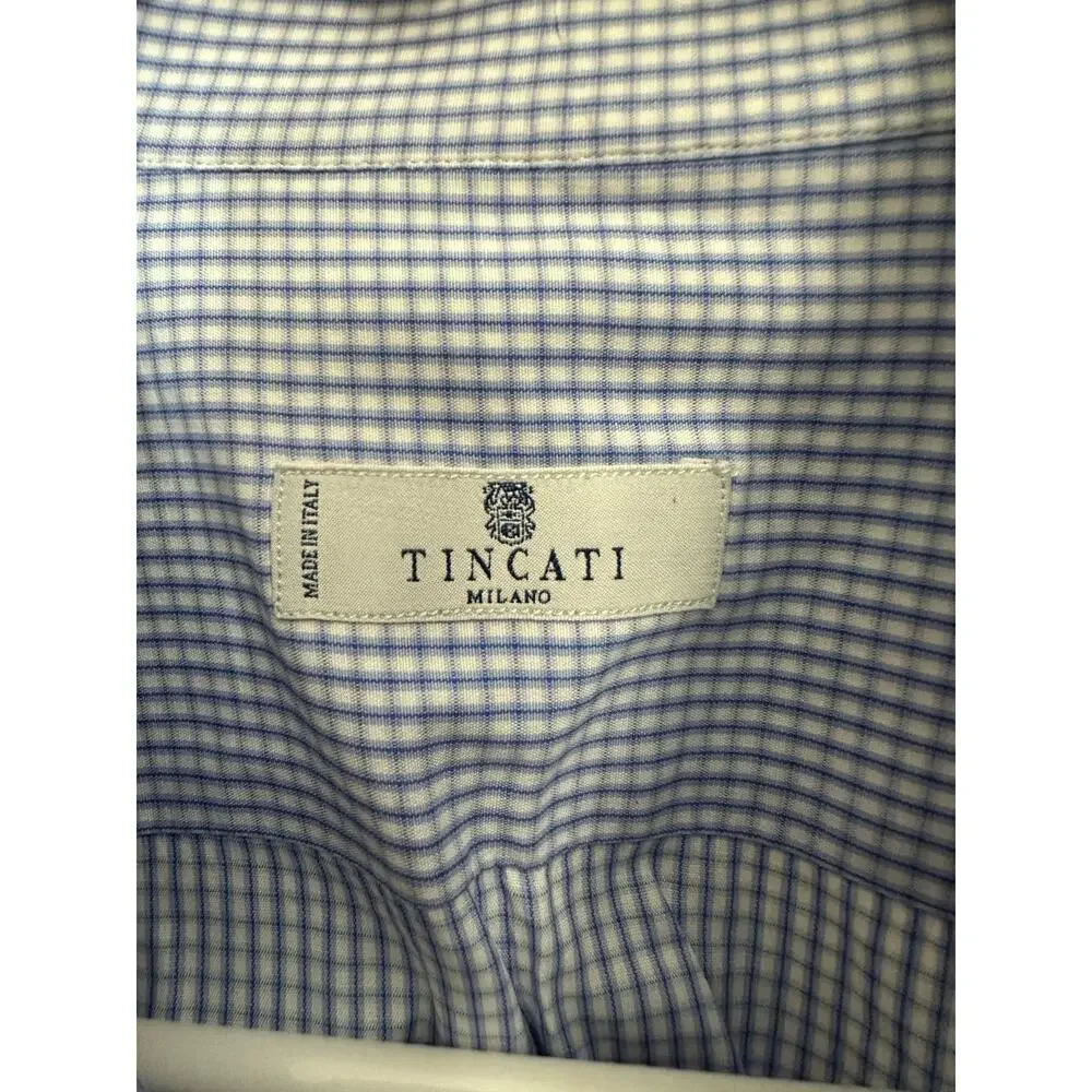 Tincati Milano Button Down Long Sleeve Shirt Size 16 1/2 42 Blue Bundle casual - Picture 4 of 16